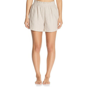 J.Crew Shorts Womens XXL Tan Linen Ruffle Waist Pocket Summer Resort Beachy Chic